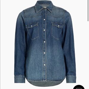 Nili Lotan Travis denim button down dark wash
